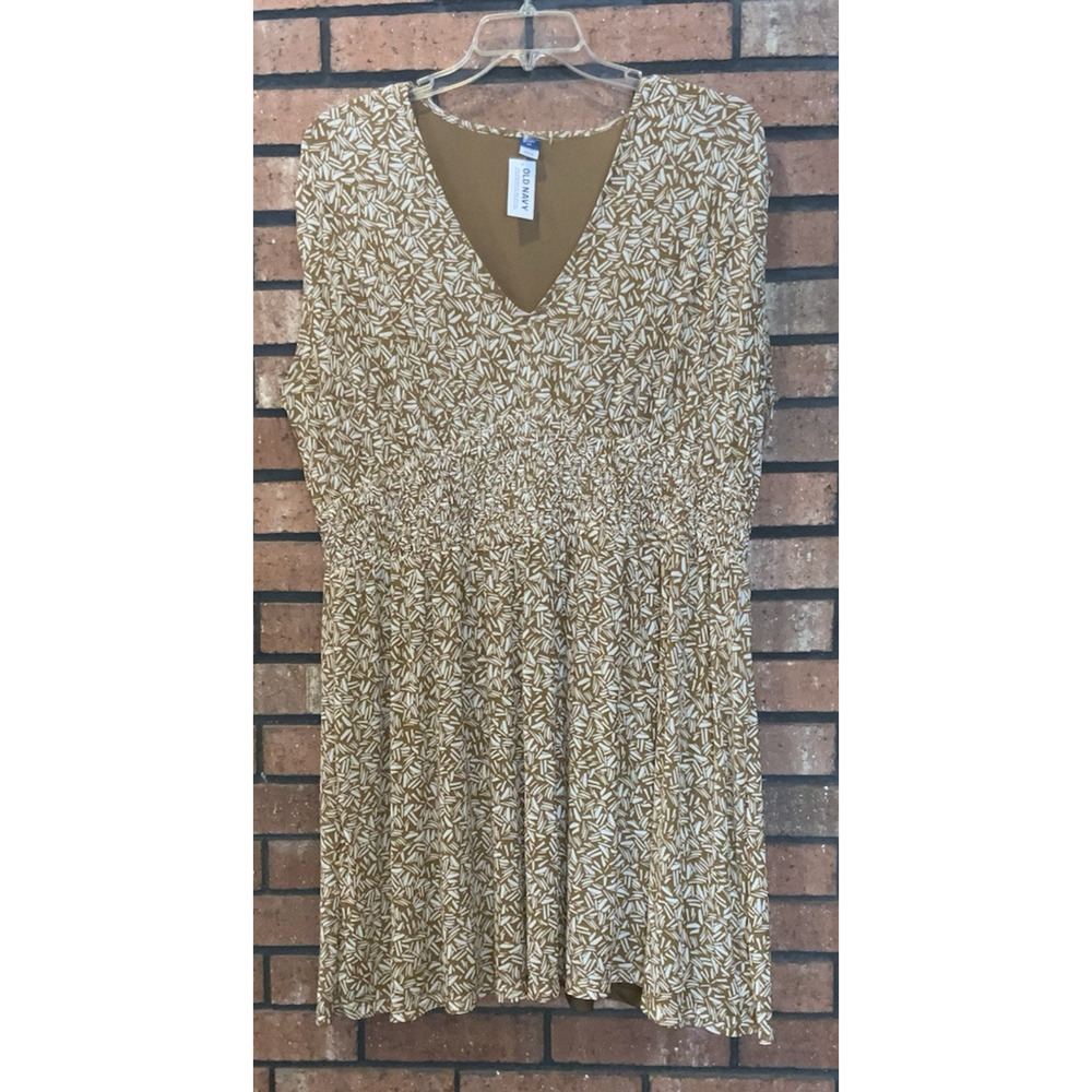 OLD NAVY Womens Brown V Neck Sleeveless Mini Dress‎ Sheer Overlay Size 2X